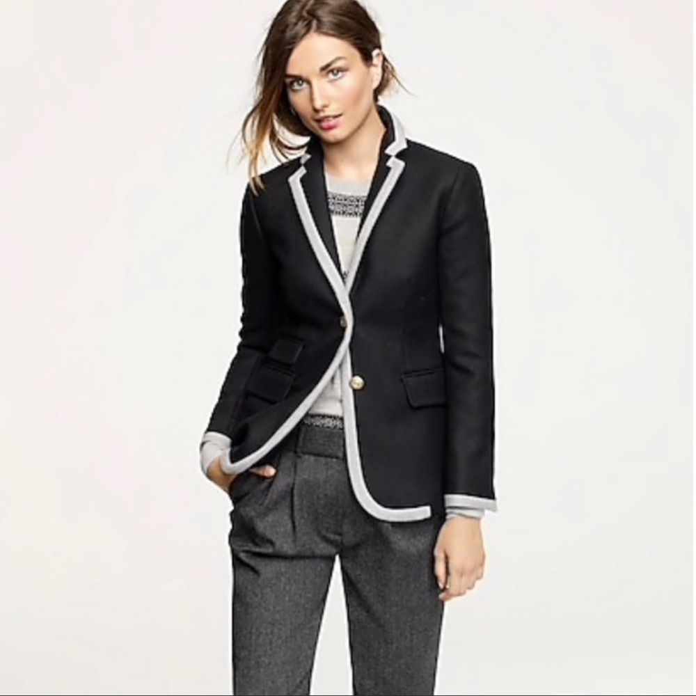 J.Crew Women’s Sz 0 100% Wool Black Structured Blazer